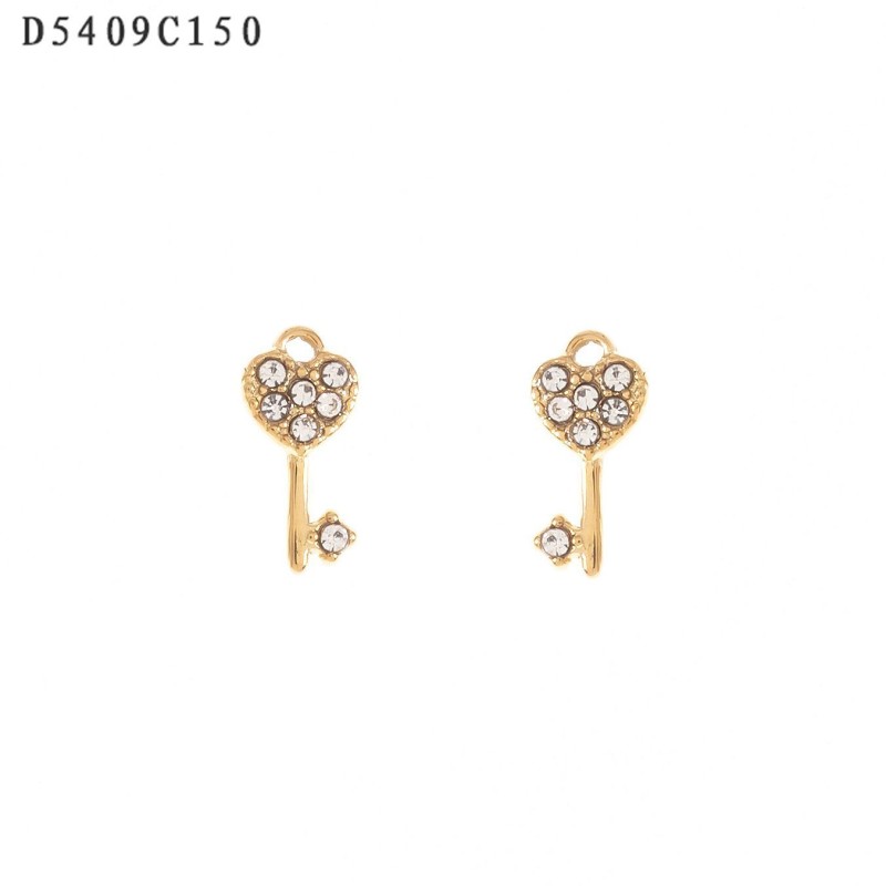 PENDIENTE LLAVE CON CIRCONITA/ORO/ACERO INOXIDABLE