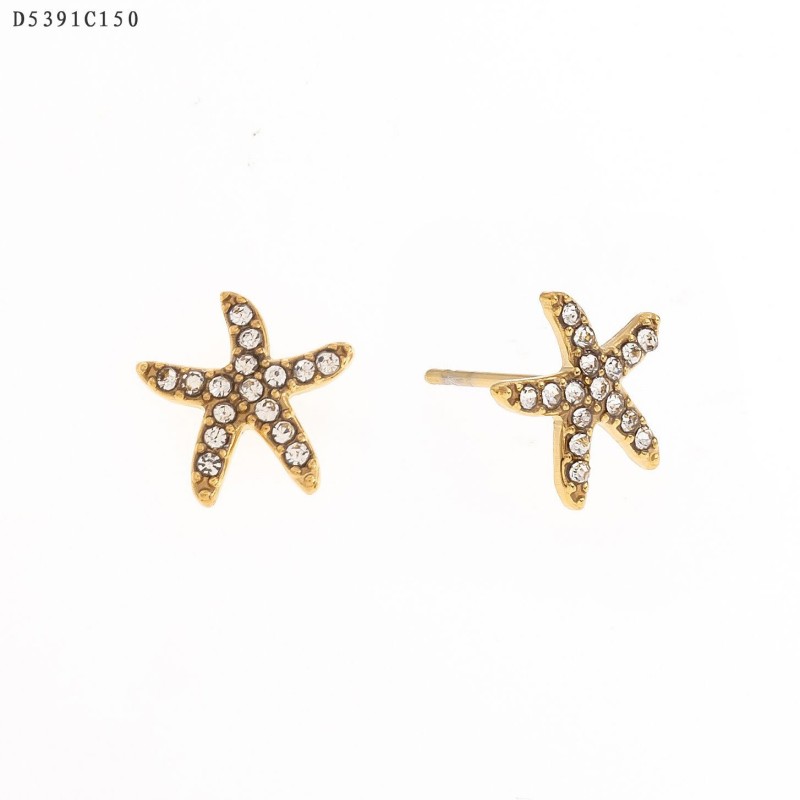 PENDIENTE ESTRELLA MARINA CON CIRCONITA/ORO/ACERO INOXIDABLE