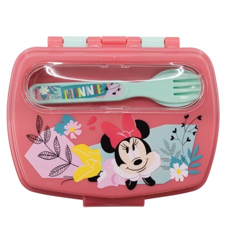 SANDWICHERA RECTANGULAR CON CUBIERTOS MINNIE MOUSE BEING MORE MINNIE